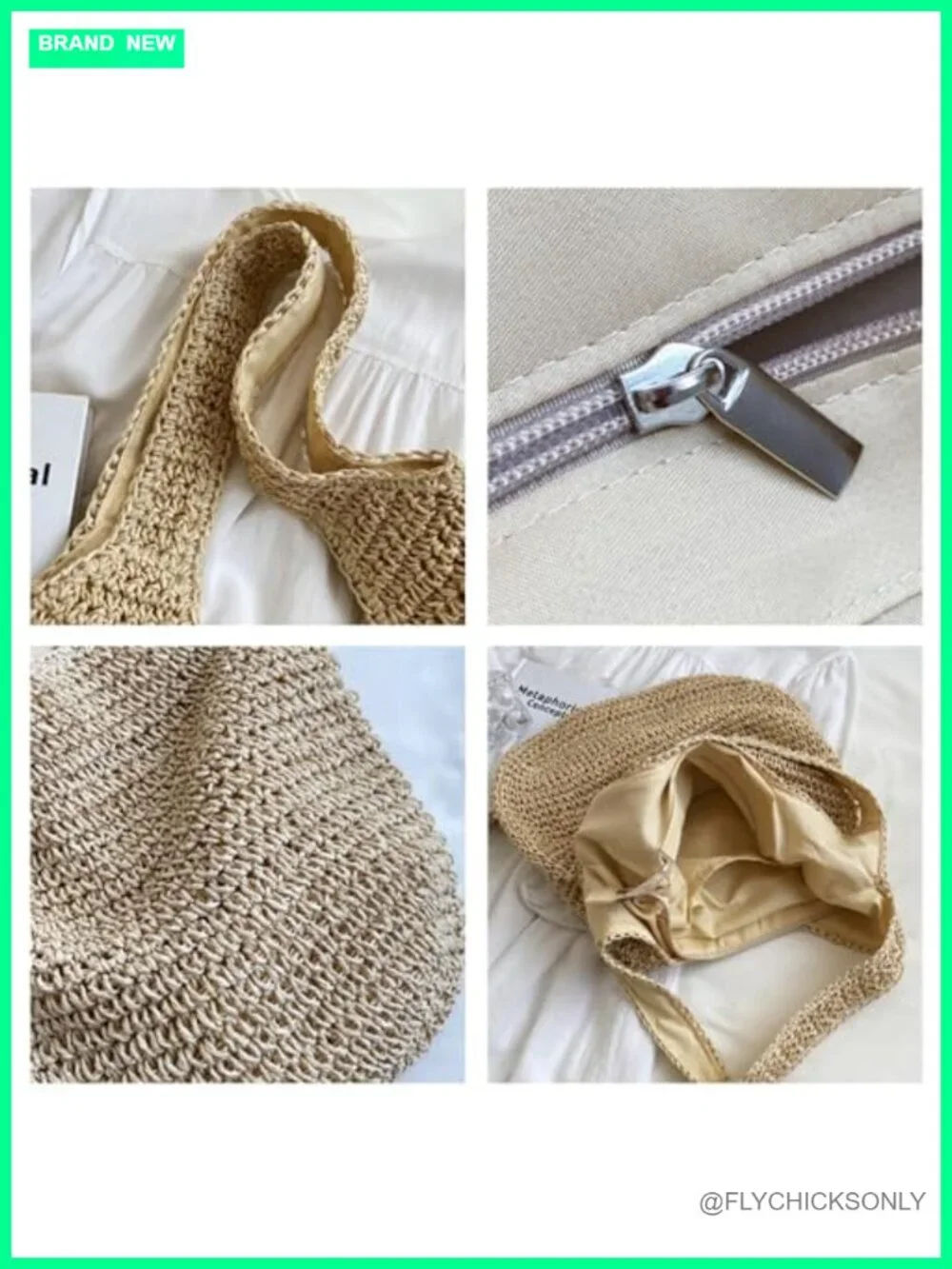 Straw Hobo Bag Handwoven Crochet Beach Tote Shoulder Bag for Women